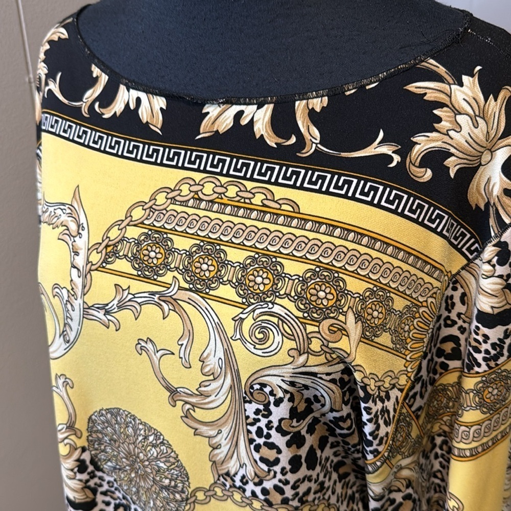 Z Joseph Ribkoff Women’s 12 Top Yellow Black Wide Sleeve Key Stretchy - Picture 2 of 7